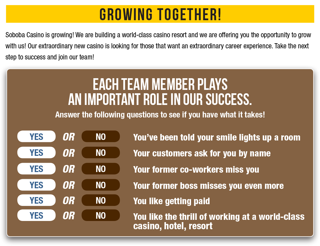 Growing Together! Each Team Member Plays an Important Role in Our Success