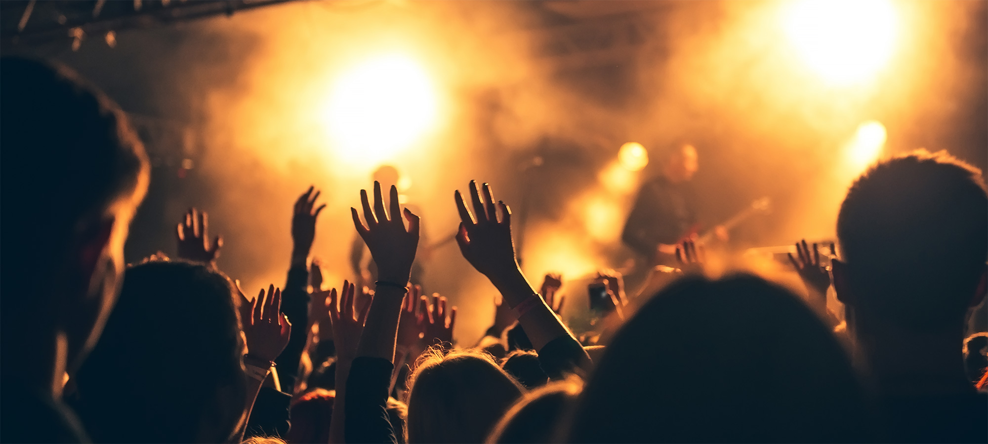 Crowd cheering at a concert