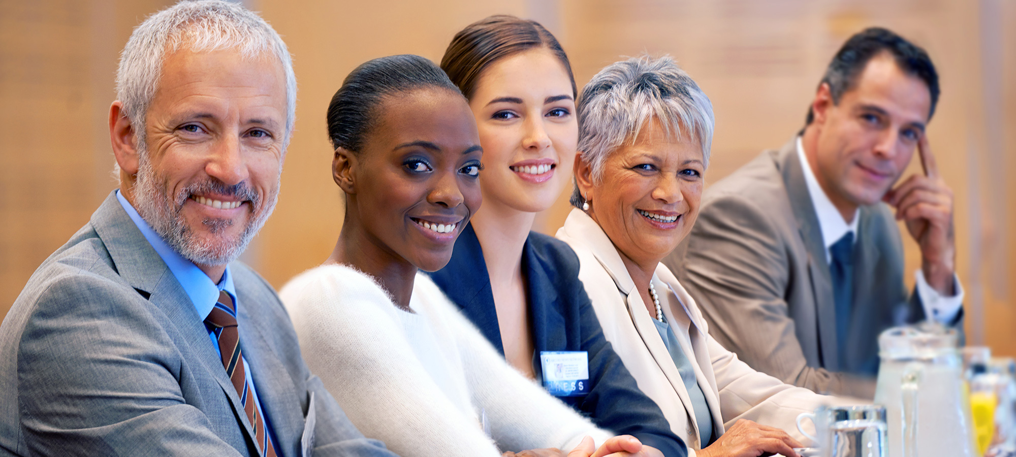 People in a business meeting having a good time